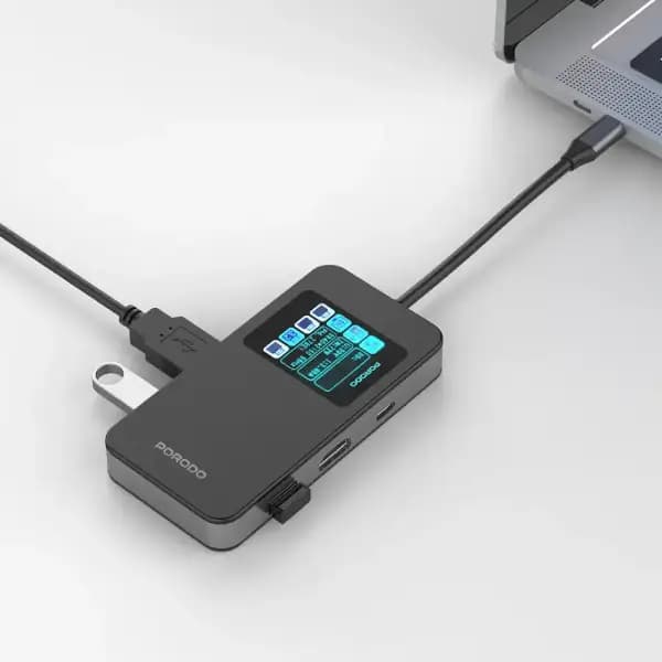 هاب 6 در 1 پرودو مدل Porodo 6-in-1 Type-C Hub with Display 4K 60Hz USB 3.0 — تصویر ۳