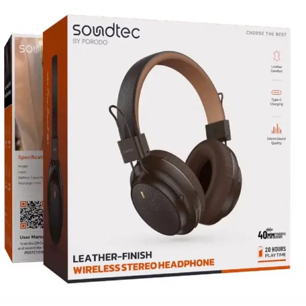 هدفون پرودو مدل Porodo Leather Finish Wireless Headphone — تصویر ۵