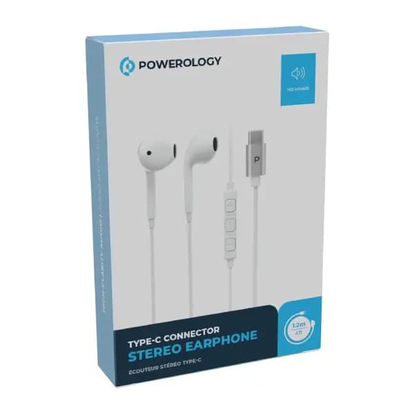 هندزفری سیم دار تایپ سی پاورولوژی مدل TYPE-C Stereo Wired Earphone — تصویر ۴
