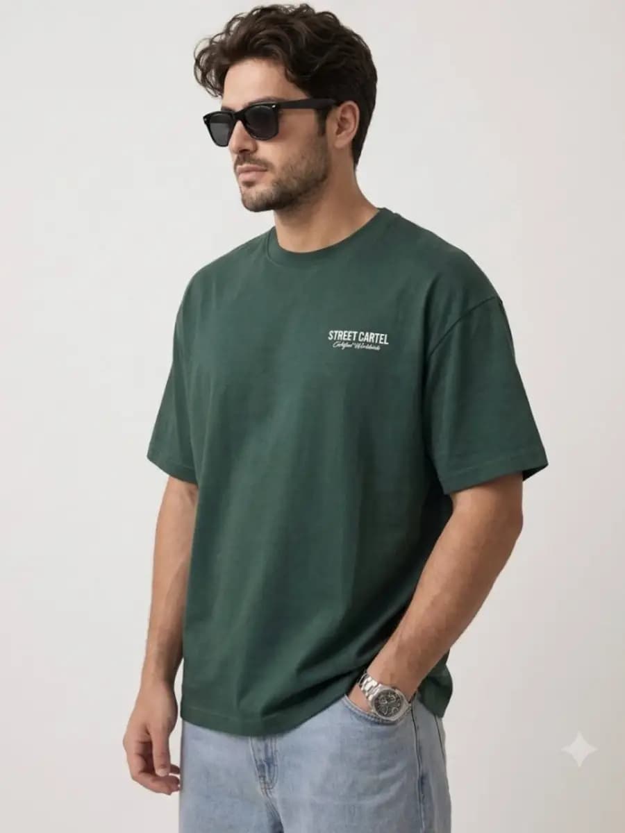 تیشرت سبز سلطنتی STREET CARTEL — تصویر ۳
