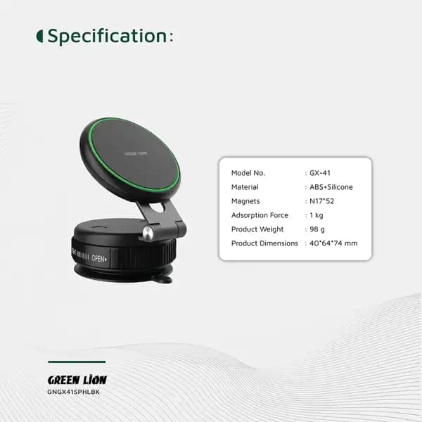 هولدر و نگهدارنده موبایل گرین لاین مدل Green Lion GX-41 MagSafe Suction Phone Holder — تصویر ۶