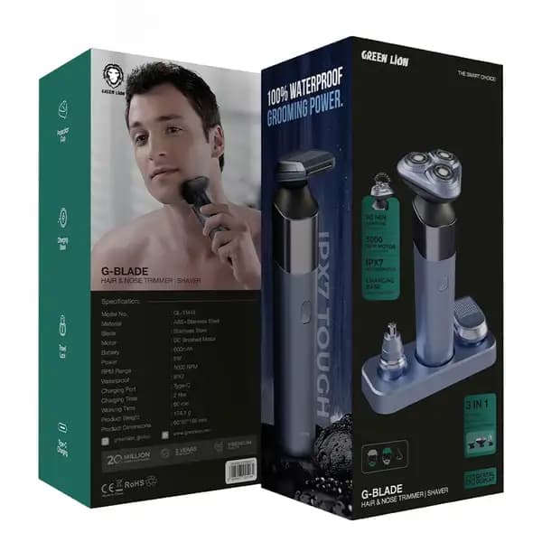 ریش تراش و ماشین اصلاح بدن شارژی 3 کاره گرین لاین مدل Green Lion 3 in 1 G-Blade Trimmer — تصویر ۶