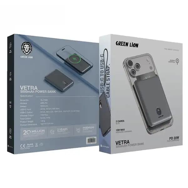 پاوربانک 5000 هزار مگ‌سیف و جاکارتی گرین لاین مدل Green Lion Vetra — تصویر ۷