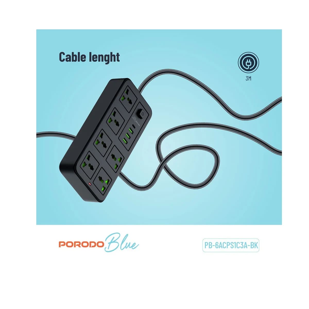 چندراهی برق پرودو 6 Power Strip با کابل 3 متری مدل 6ACPS1C3A — تصویر ۴