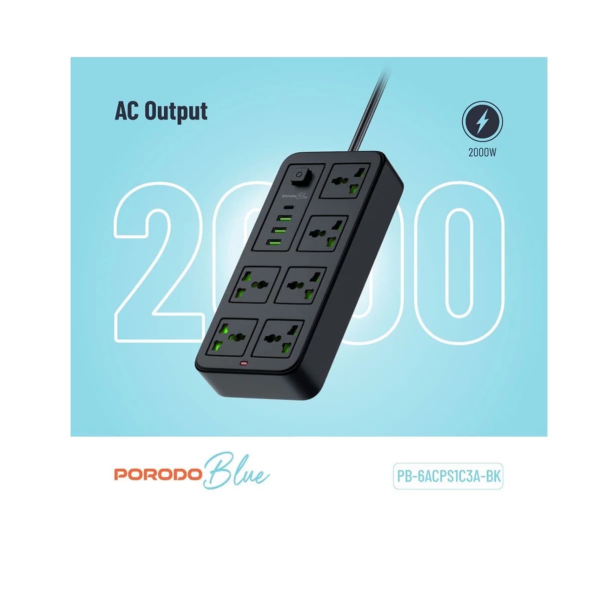 چندراهی برق پرودو 6 Power Strip با کابل 3 متری مدل 6ACPS1C3A — تصویر ۶