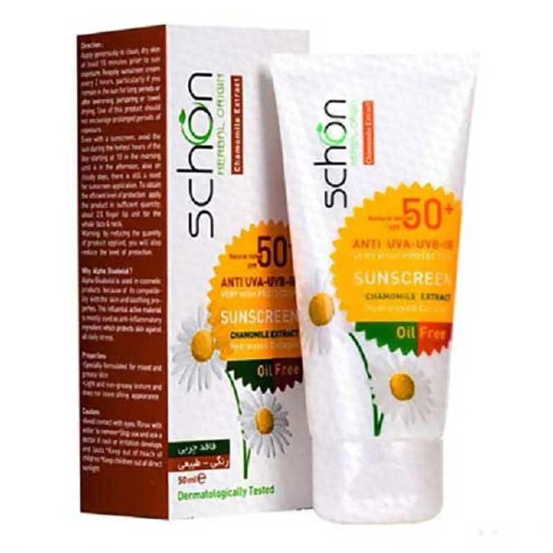 کرم ضد آفتاب رنگی فاقد چربی spf 50 شون SCHON حجم 50 میلی لیتر