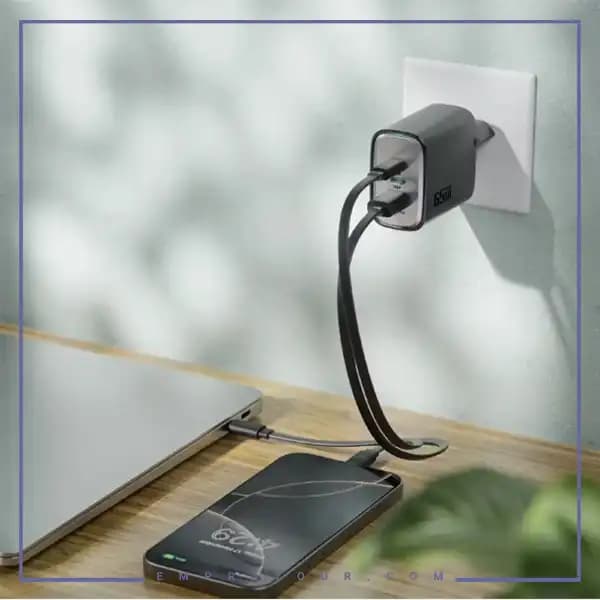 شارژر دیواری 65 وات گرین لاین Green Lion GNS65W2CAEUBK — تصویر ۲