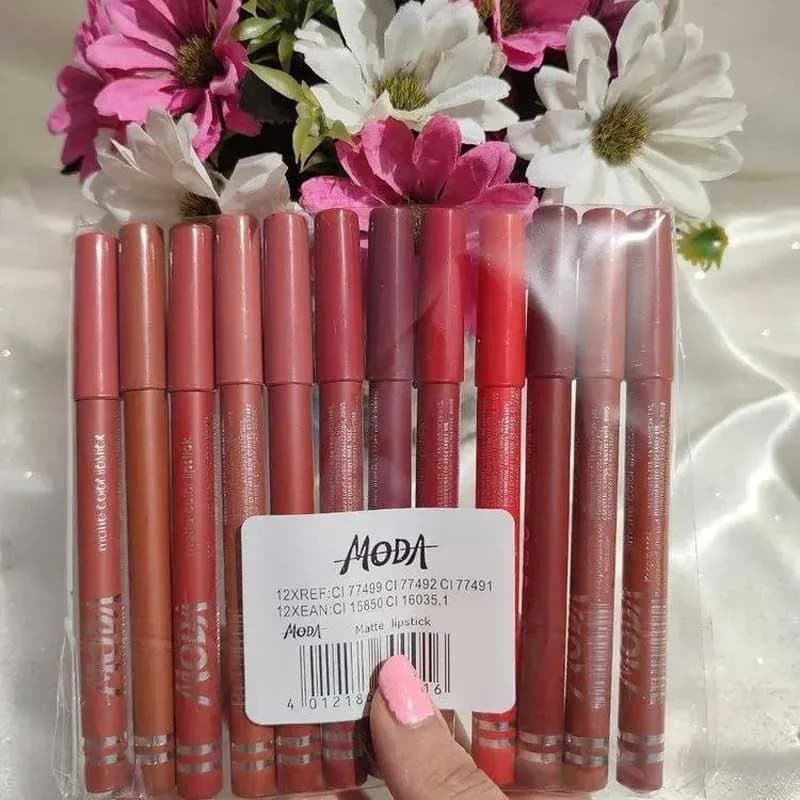 رژ لب مدادی مودا Moda پک 12 تایی — تصویر ۲