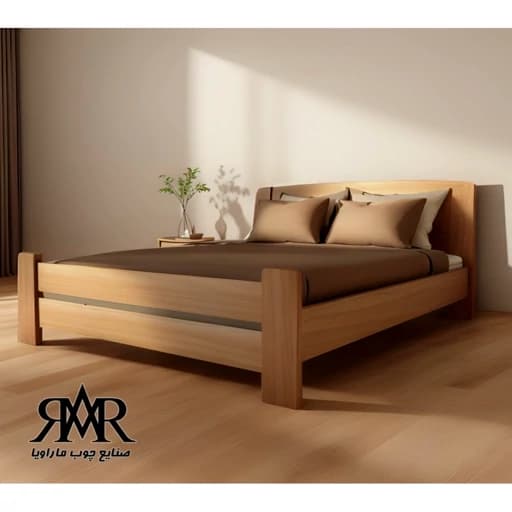 تختخواب تمام چوبی دونفره مبلمان فرنا مدل 1143588