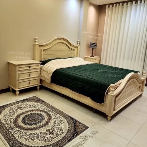 تخت خواب دونفره کرم استخوانی کلاسیک جذاب مبلمان فرنا مدل 1143475