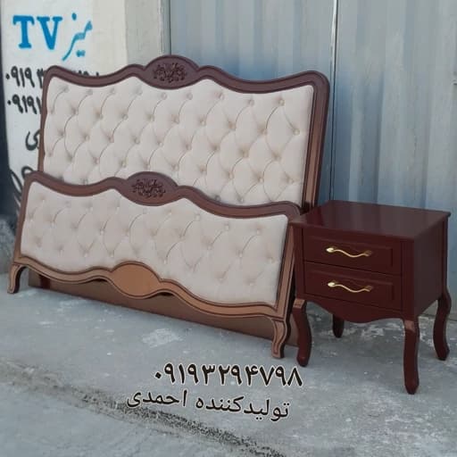 تخت خواب دونفره نازنین فندقی مبلمان فرنا مدل 1143468