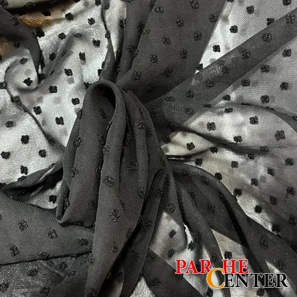 پارچه حریر اشکی مشکی عرض 150 کد1 — تصویر ۳
