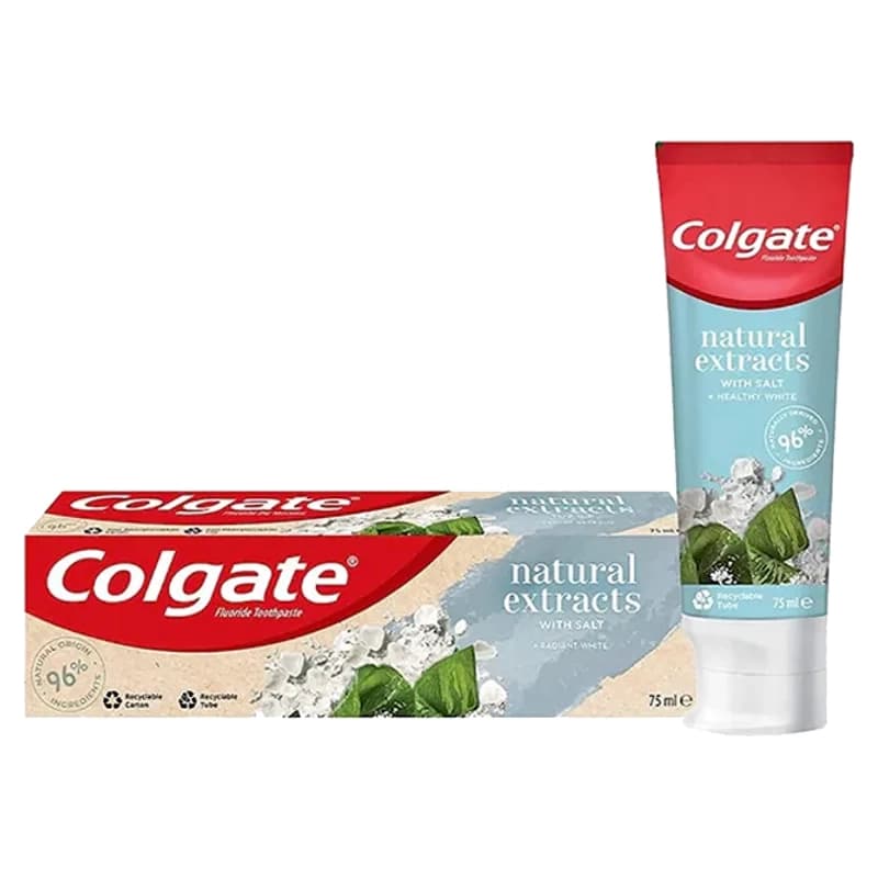 خمیر دندان کلگیت نچرال اکسترکت مدل RADIANT WHITE حاوی نمک و جلبک دریایی