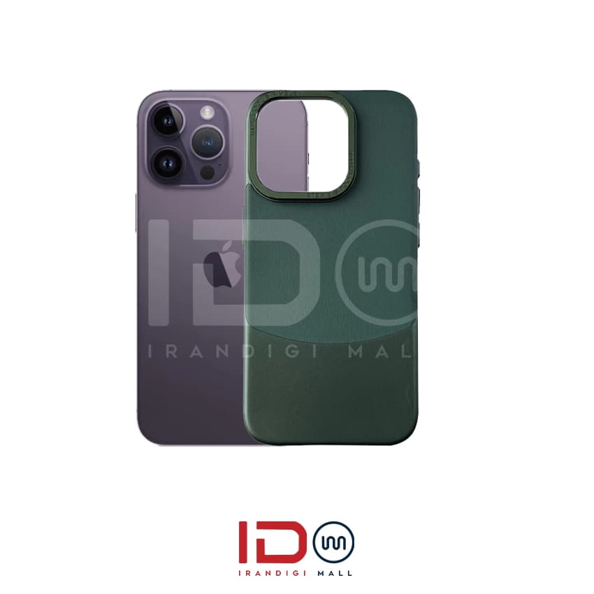 قاب اورجینال چرم و کانواس فلزی گوشی اپل مدل IPHONE 14 PRO MAX برند فوکوس پیکسل رنگ سفید مشکی — تصویر ۴