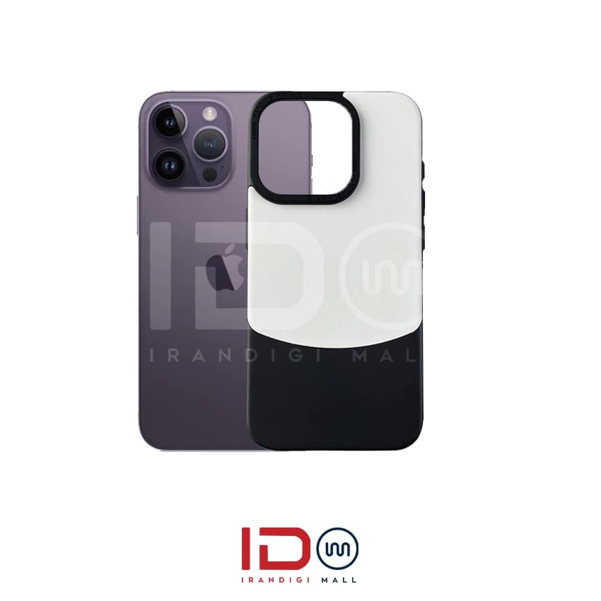 قاب اورجینال چرم و کانواس فلزی گوشی اپل مدل IPHONE 14 PRO MAX برند فوکوس پیکسل رنگ سفید مشکی