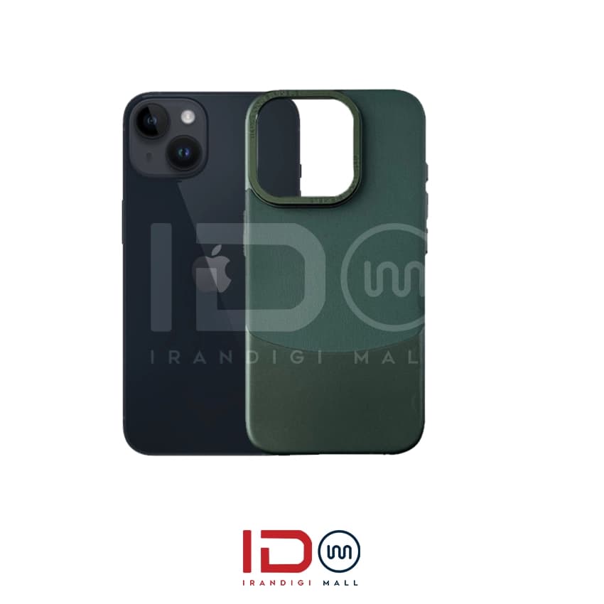 قاب اورجینال چرم و کانواس فلزی گوشی اپل مدل IPHONE 14 برند فوکوس پیکسل رنگ یاسی — تصویر ۴