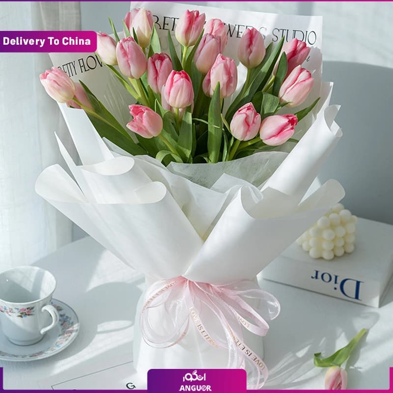 (Delivery in China) Bouquet of pink tulips