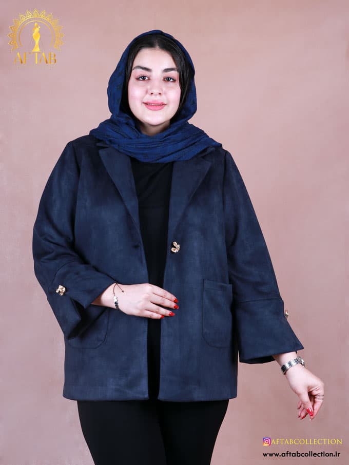 پالتو سوییت دکمه طلایی سایزبزرگ 7291 — تصویر ۴