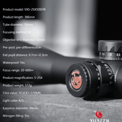 دوربین تفنگ یوبین VX5-25×50 SFIR — تصویر ۲