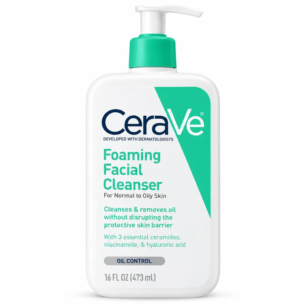 فوم شستشوی صورت سراوی Foaming Facial Cleanser حجم 473 میلی‌لیتر | شوینده کنترل چربی پوست نرمال تا چرب