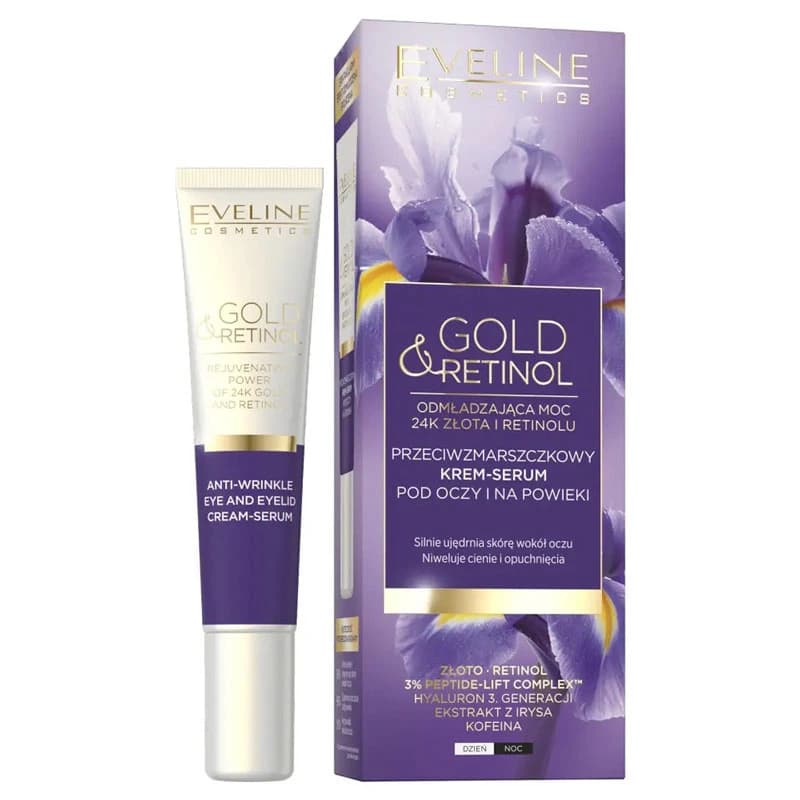 کرم دور چشم و پلک اِولین مدل Gold & Retinol ضدچروک و ضدتیرگی