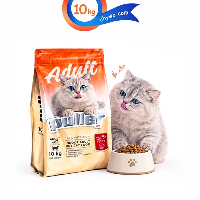 غذای خشک گربه بالغ خانگی پولر طعم مرغ و ماهی مدل ایندور وزن 10 کیلوگرم Puller Adult indoor
