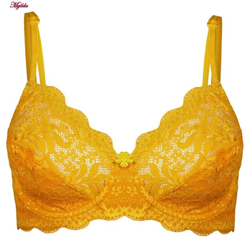 سوتین زنانه پانیذ زرد مدل فنردار گیپوری کد 66367-new — تصویر ۲