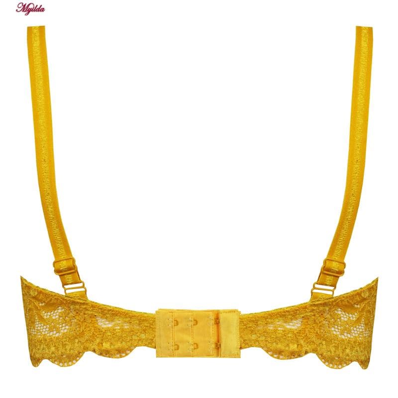 سوتین زنانه پانیذ زرد مدل فنردار گیپوری کد 66367-new — تصویر ۳