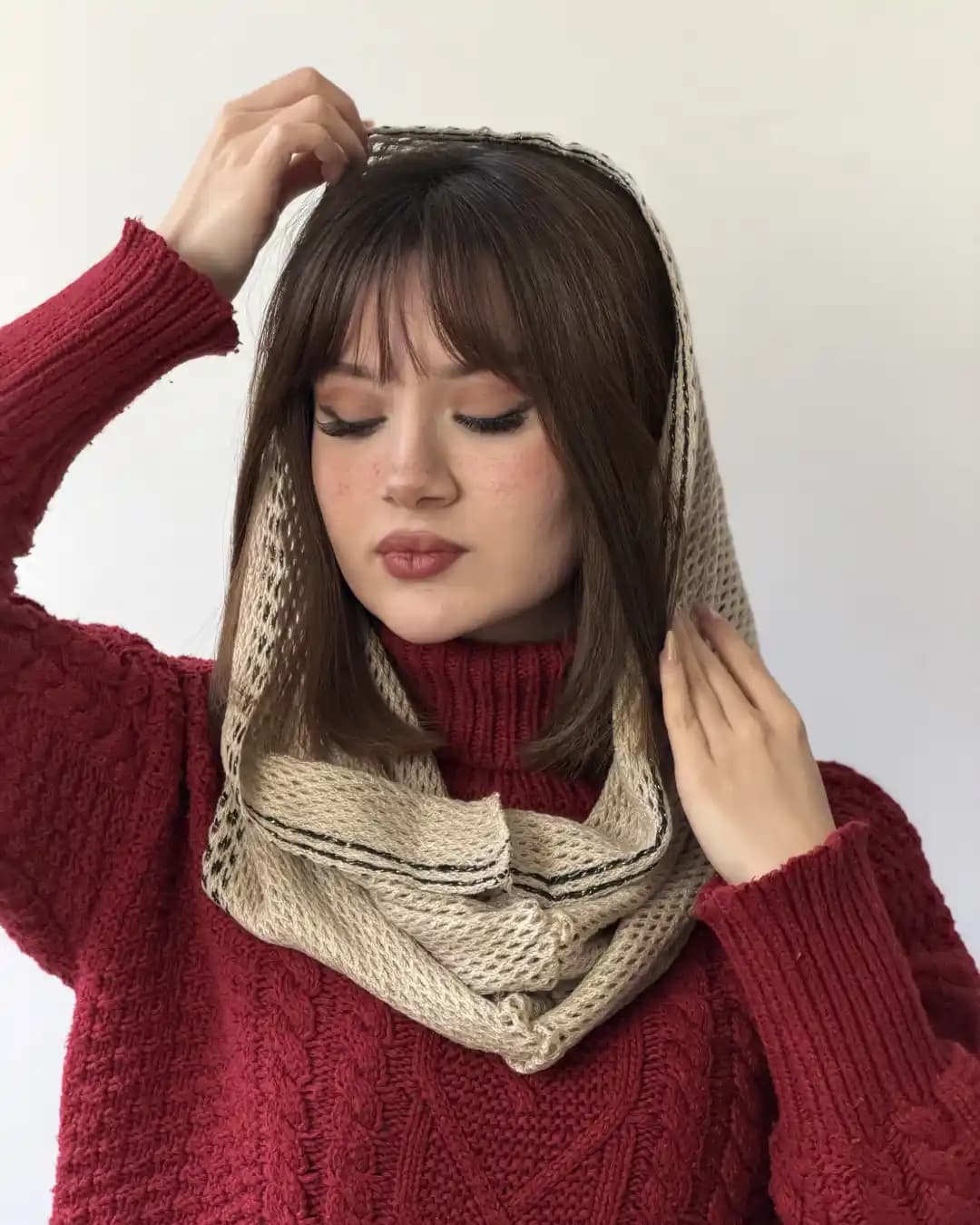 شال رینگی بافت گندمک 93079 — تصویر ۴