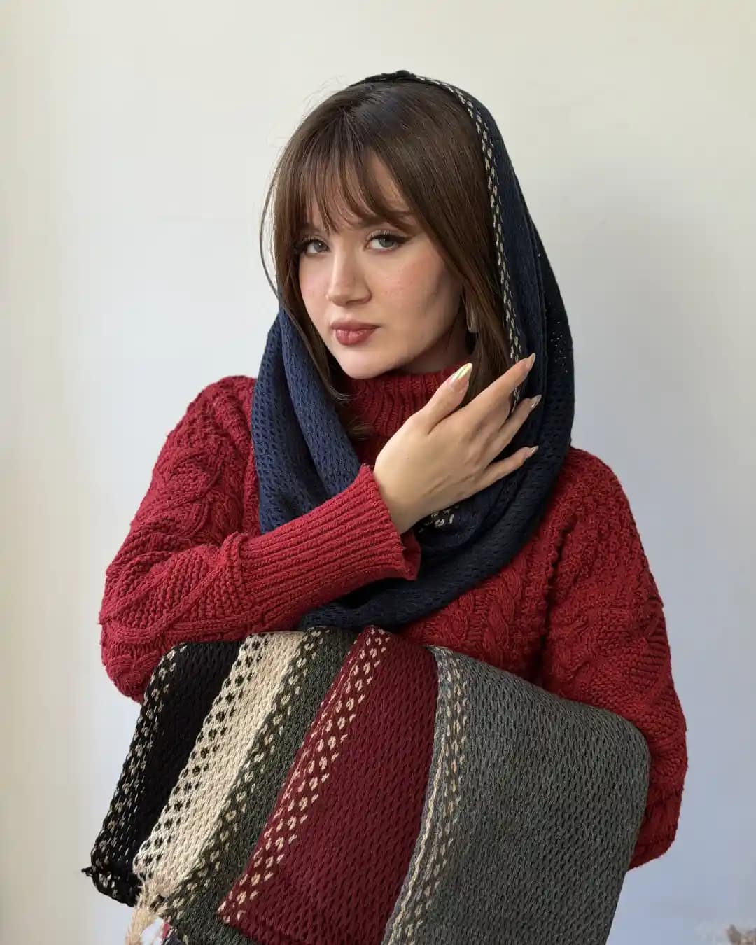 شال رینگی بافت گندمک 93079 — تصویر ۳
