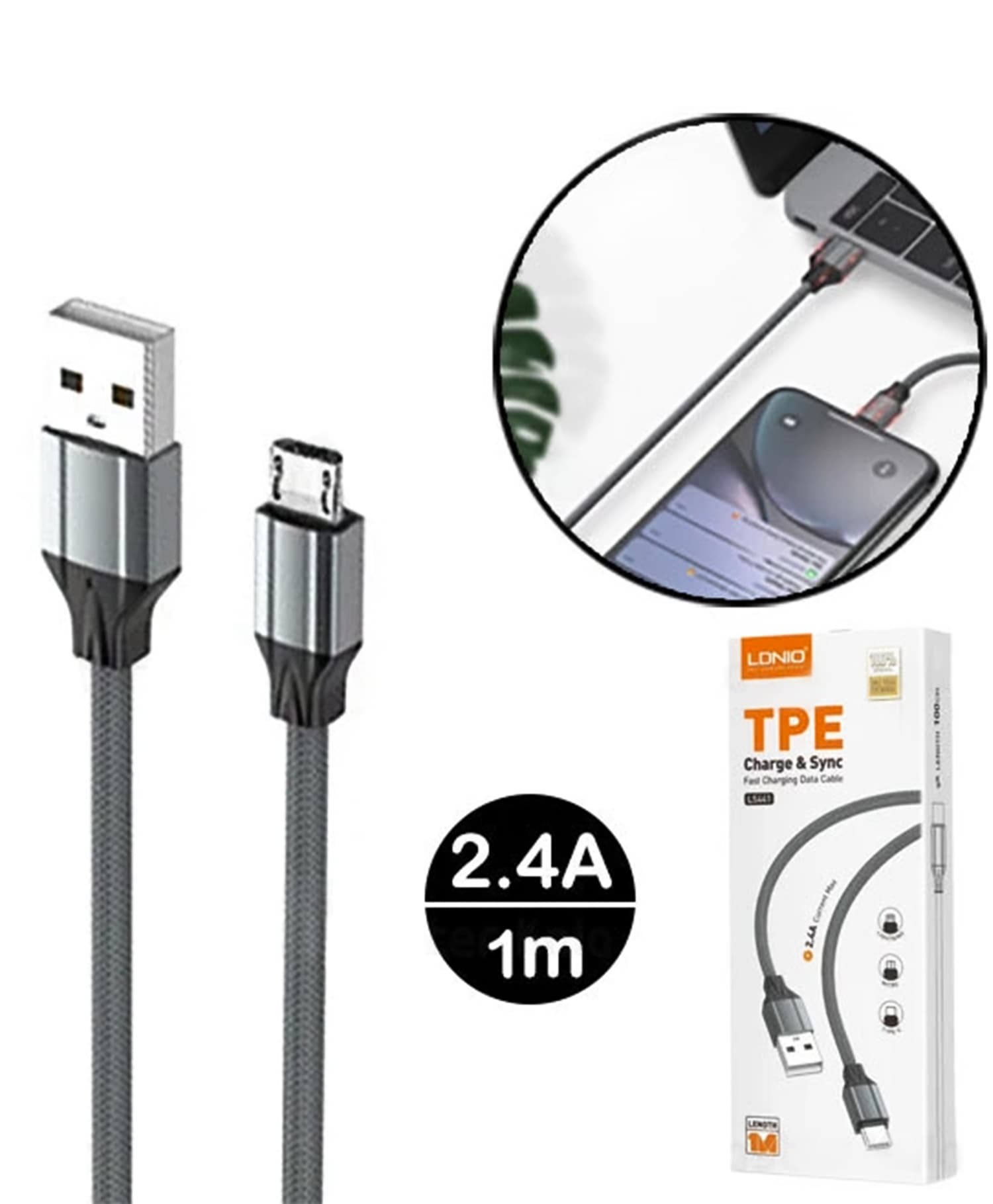 کابل تبدیل USB به Micro-B الدینیو LS-441 — تصویر ۴