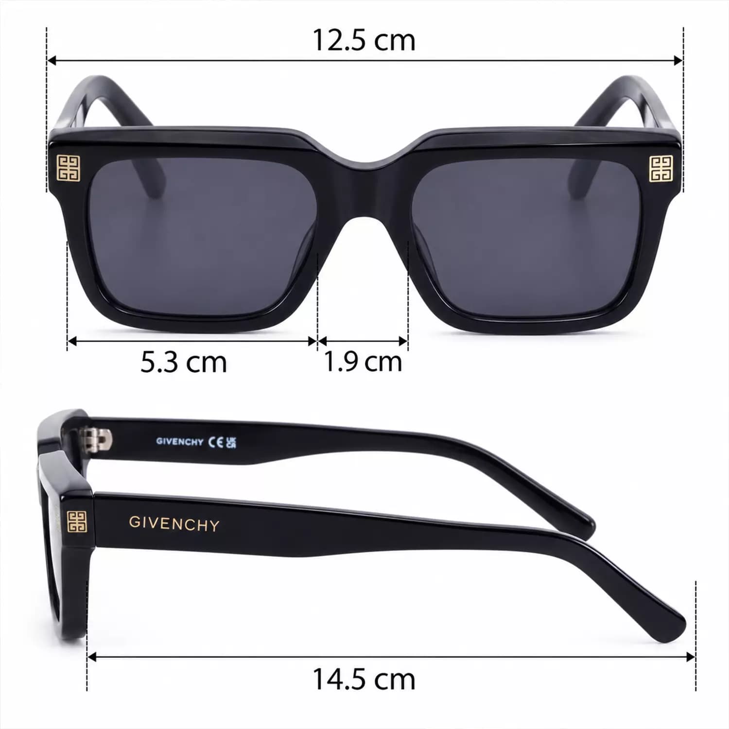 عینک آفتابی جیونچی فریم مربع اورجینال کد GV40039 — تصویر ۵