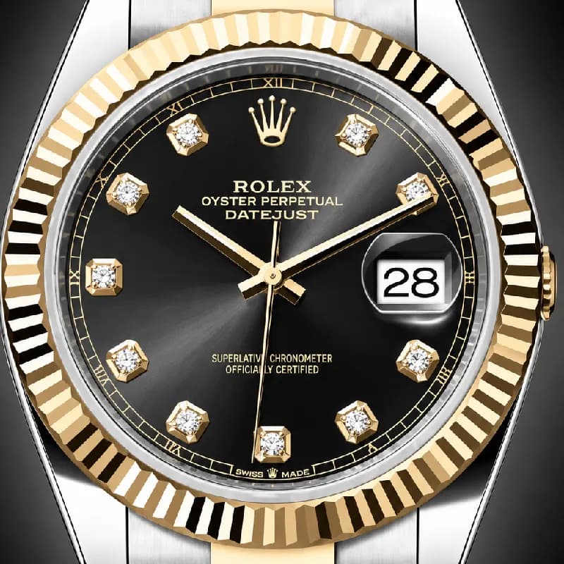 رولکس Datejust 41 مشکی نگین‌دار دو رنگ | رفرنس M126333-0005 — تصویر ۲