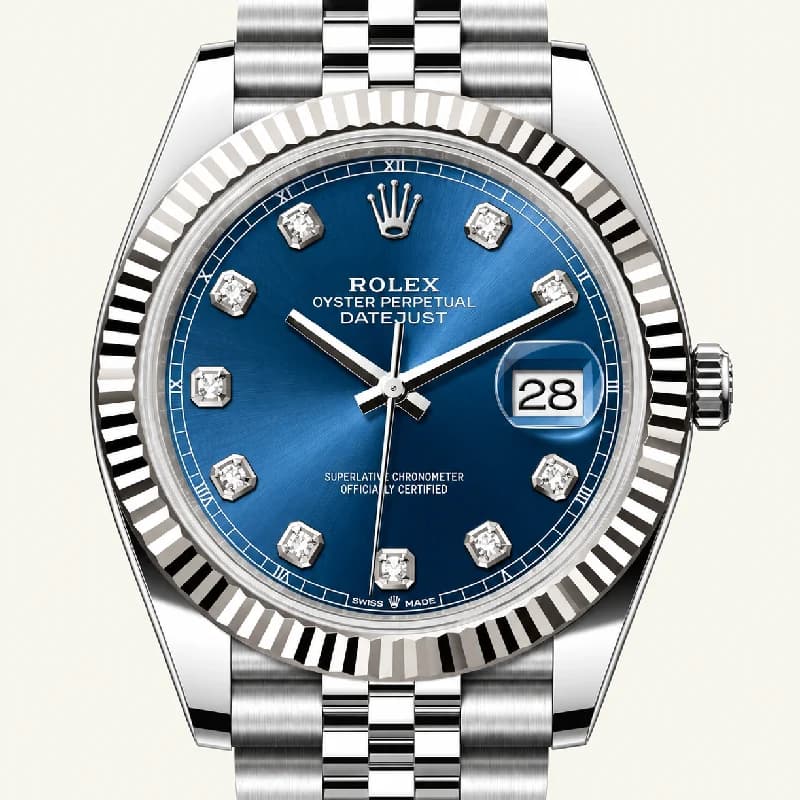 رولکس Datejust 41 آبی نگین‌دار با بند Jubilee | رفرنس M126334-0016 — تصویر ۲
