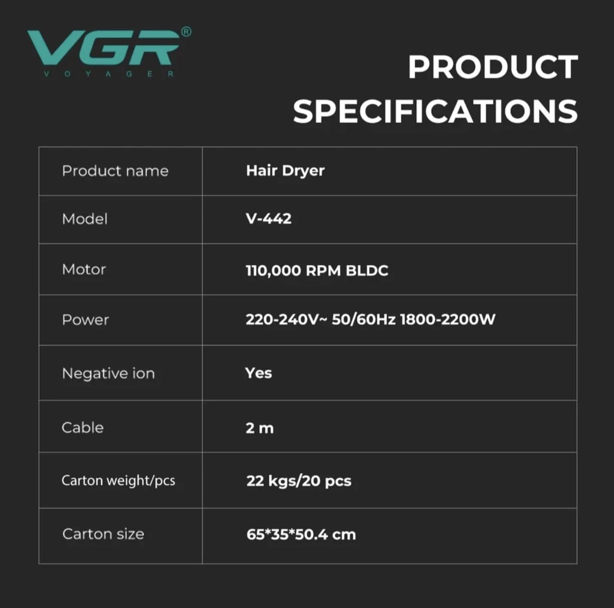 سشوار وی جی آر مدل V-442 — تصویر ۱۰