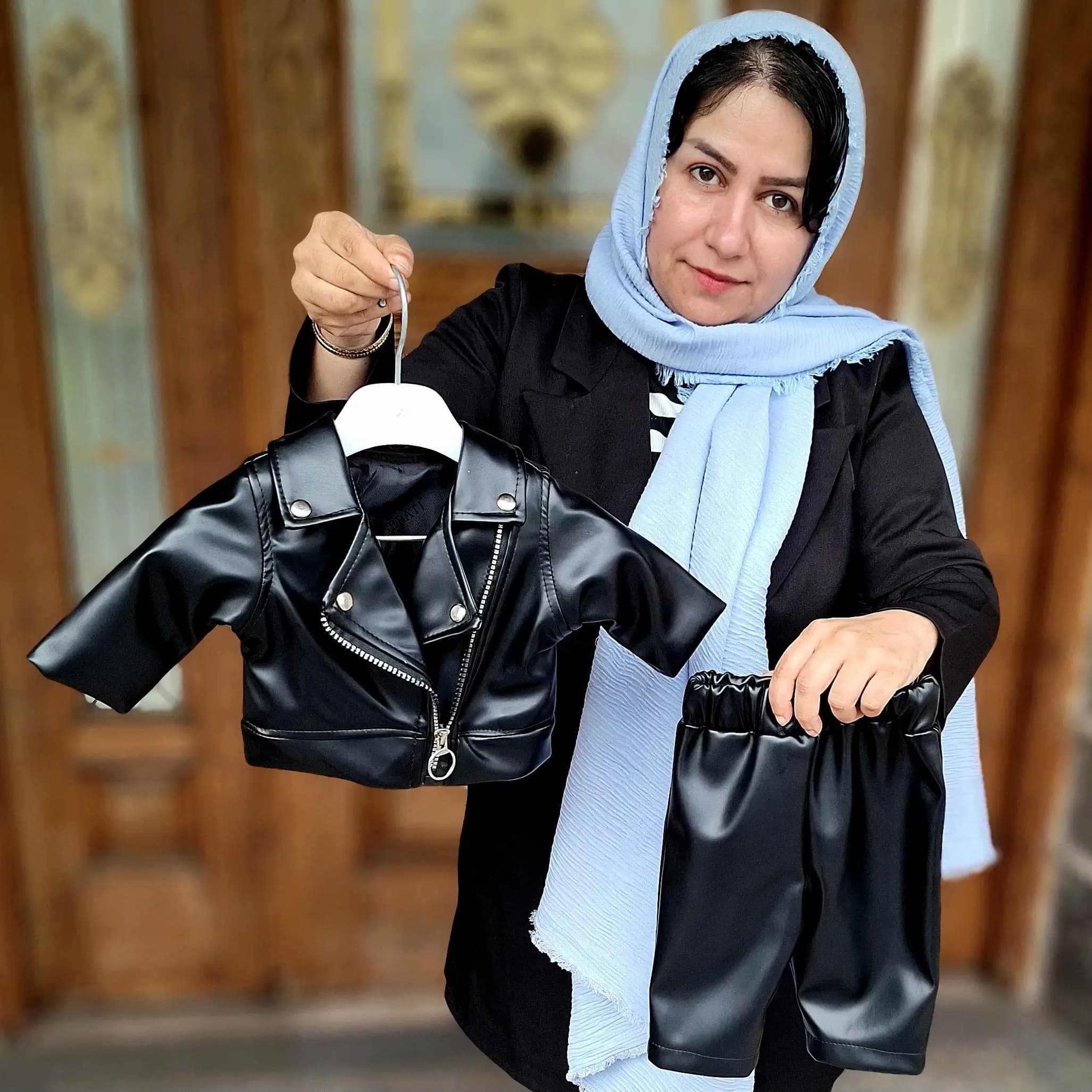 ست کت و شلوار چرم بچگانه دخترانه و پسرانه شیک با کیفیت | ست پاییزه و مناسب عید