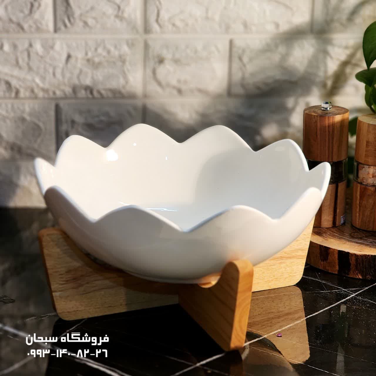 کاسه سالاد چوب و سرامیک لاریسا — تصویر ۲
