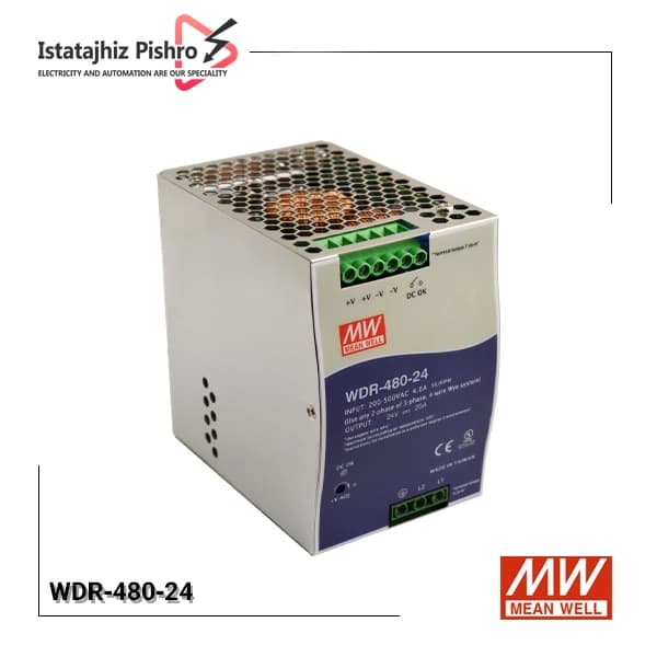 منبع تغذیه ۲۴ ولت ۲۰ آمپر ریلی مینول WDR-480-24