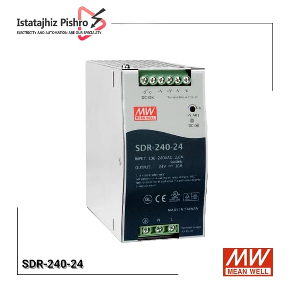 منبع تغذیه 24 ولت 10 آمپر مینول SDR-240-24
