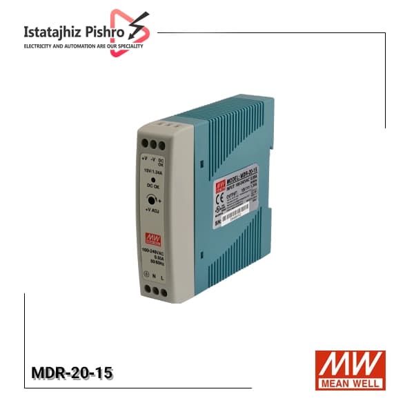 منبع تغذیه ۱۵ ولت ۱.۳۴ آمپر ریلی مینول MDR-20-15