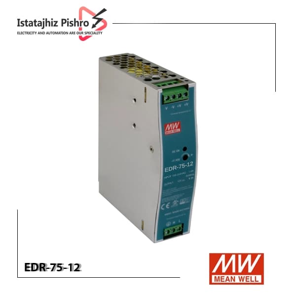 منبع تغذیه مین ول ریلی 12 ولت 6.3 آمپر EDR-75-12