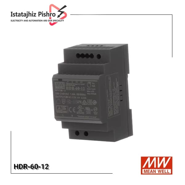 منبع تغذیه 12 ولت 60 وات HDR-60-12 Mean Well