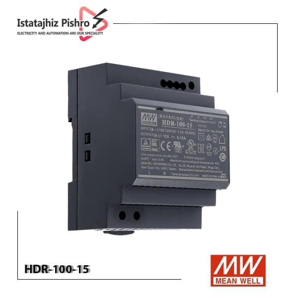 منبع تغذیه 15 ولت 6 آمپر مینول مدل HDR-100-15