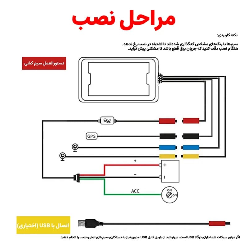 دوربین ثبت وقایع موتور سیکلت 2 لنز مدل MT05B-WiFi با GPS — تصویر ۸