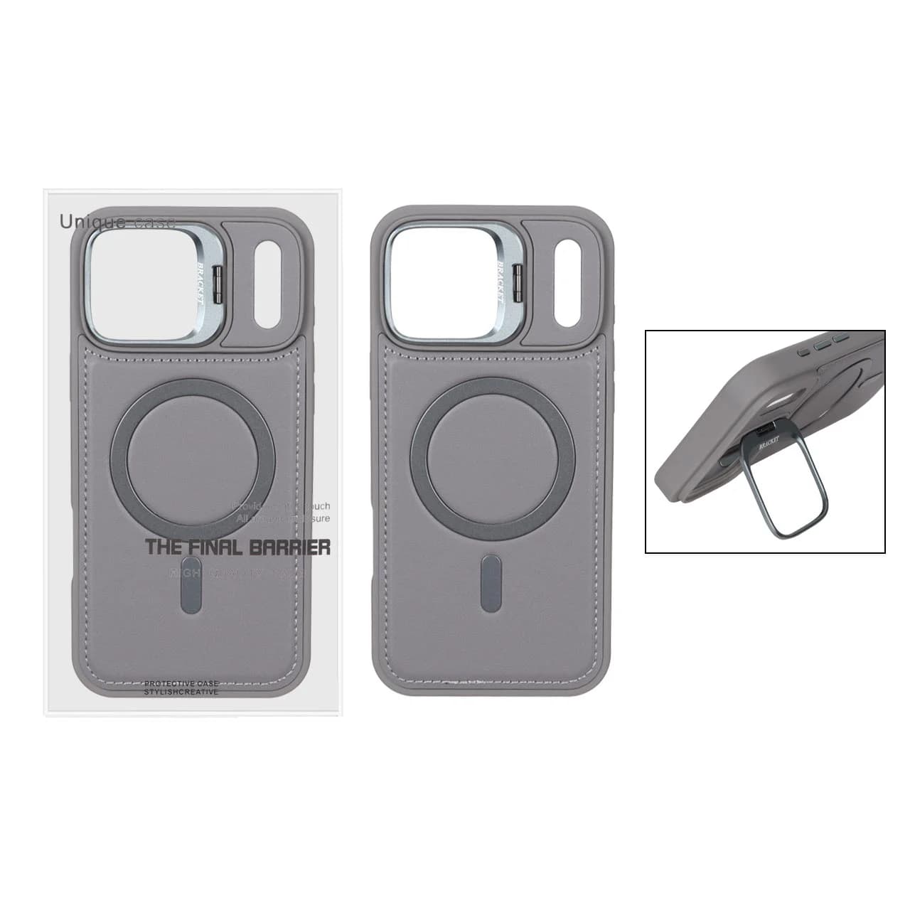 قاب Bracket چرمی دور دوخت MagSafe لنز استندشو Apple iPhone 17 Pro Max