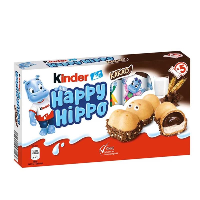 شکلات هپی هیپو کاکائویی کیندر – kinder happy hippo اصل اورجینال وارداتی حجم 104 گرم