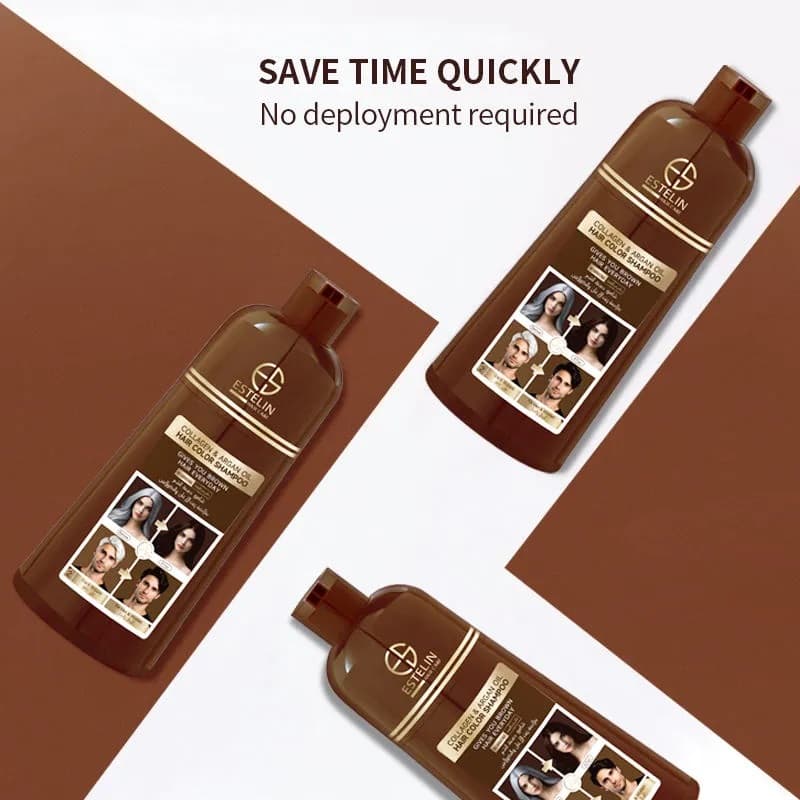 شامپو رنگ قهوه ای حاوی روغن آرگان و کلاژن استلینCollagen Argan Oil Hair Care Shampoo حجم 400 میلی لیتر — تصویر ۲