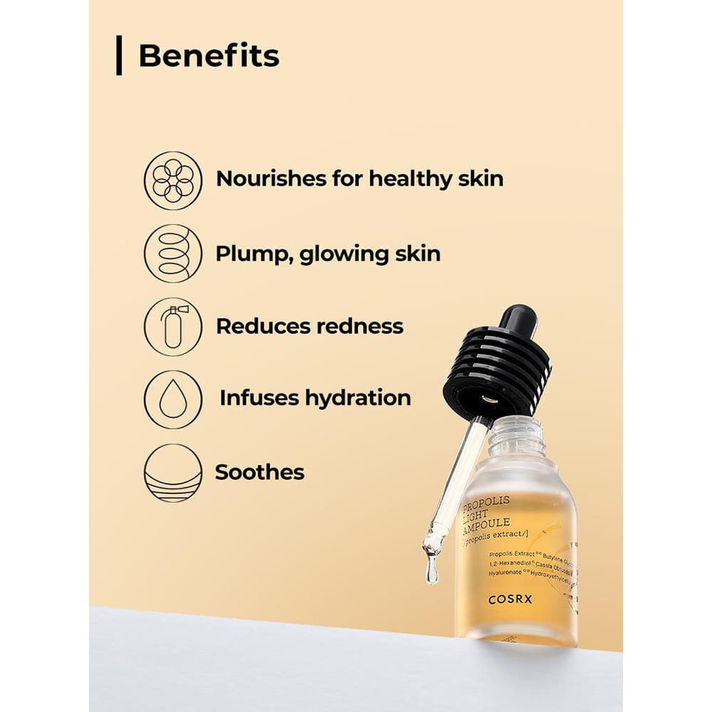 آمپول ضدجوش و ترمیم کننده پروپولیس کوزارکس COSRX PROPOLIS LIGHT AMPOULE مناسب انواع پوست حجم 30 میلی لیتر — تصویر ۵