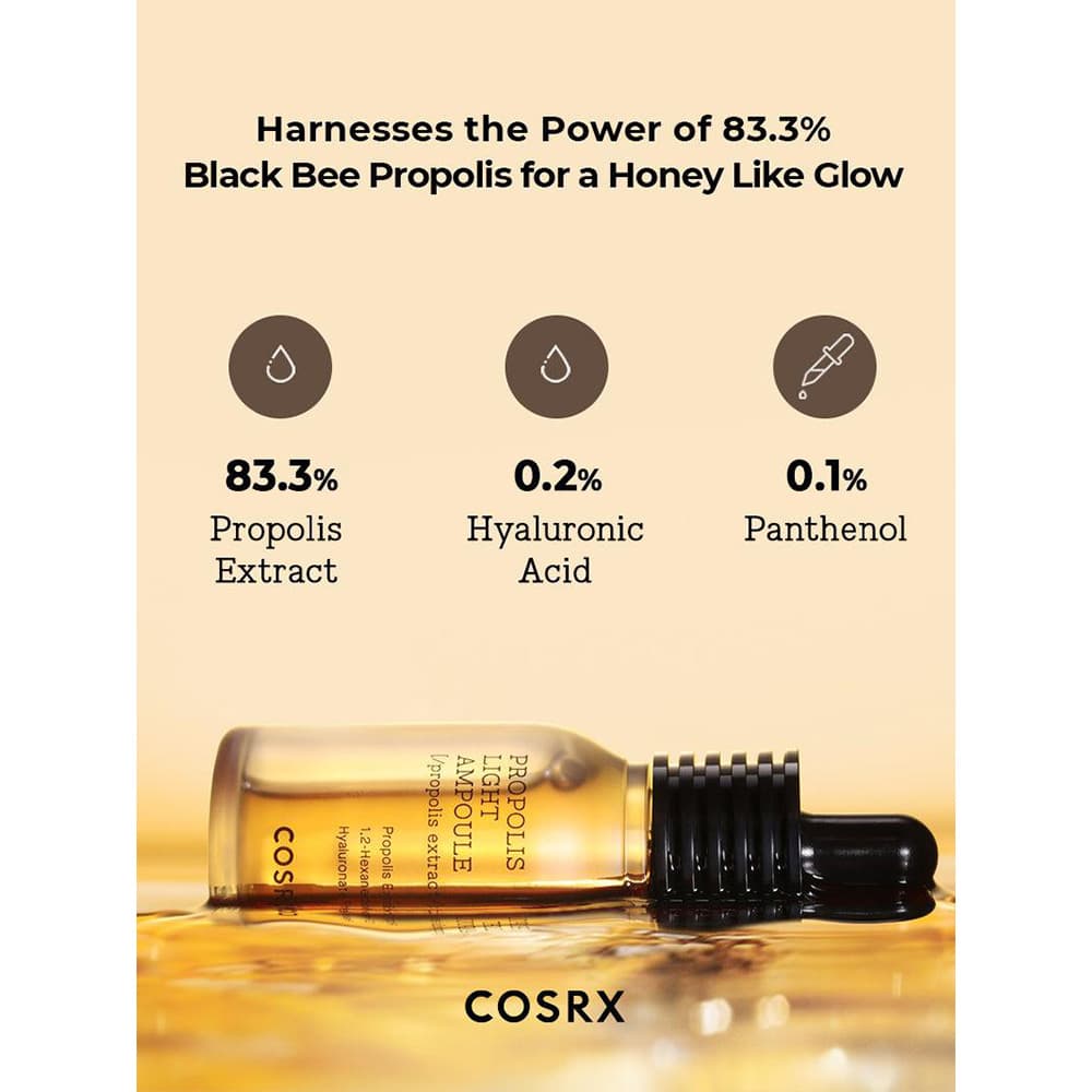 آمپول ضدجوش و ترمیم کننده پروپولیس کوزارکس COSRX PROPOLIS LIGHT AMPOULE مناسب انواع پوست حجم 30 میلی لیتر — تصویر ۴
