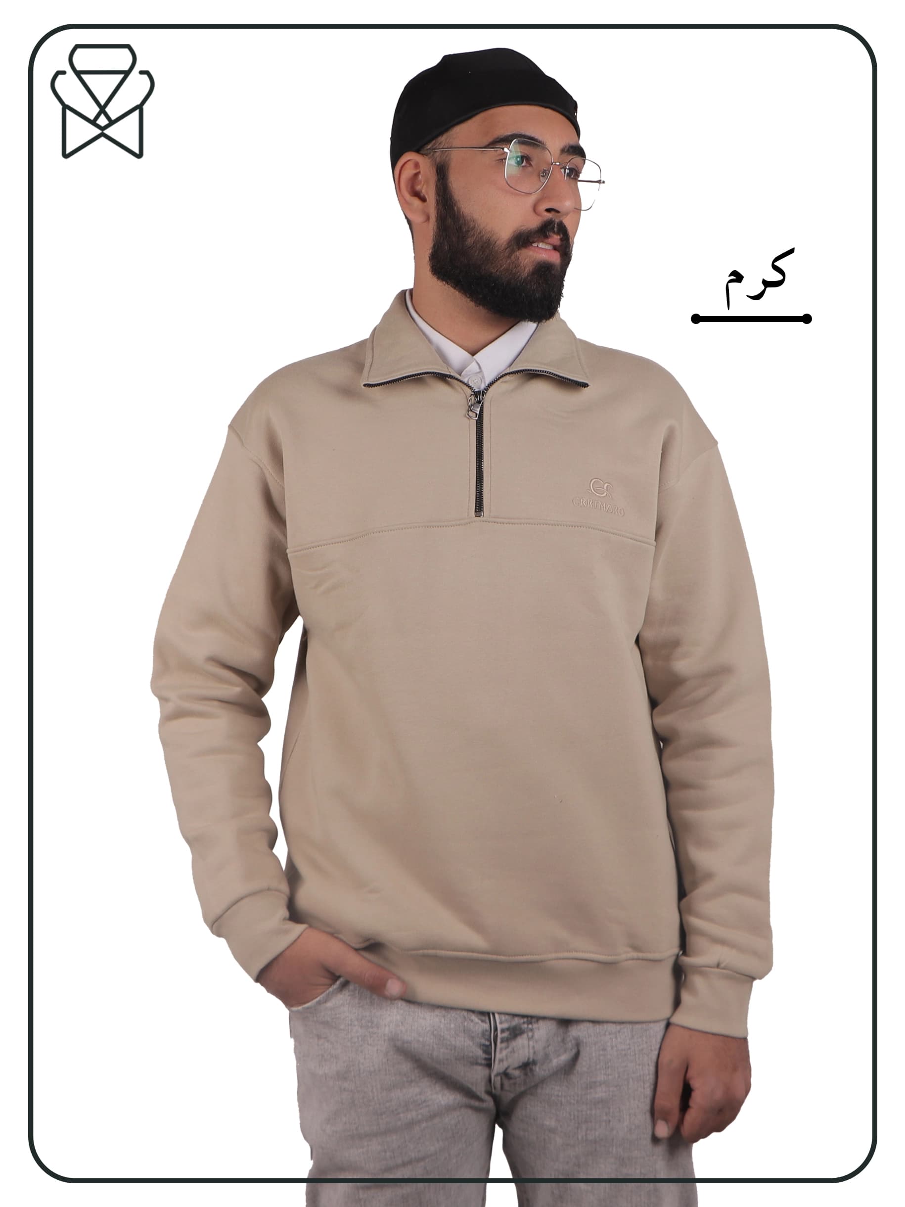 بلوز نیم زیپ مردانه دورس پنبه (قواره باکسی) کد 1033 — تصویر ۶